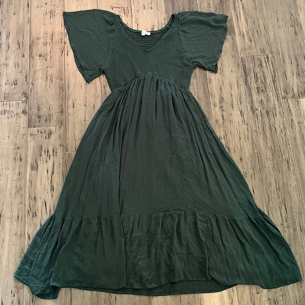 Baltic Born Green Flutter Sleeve Midi Sundress
